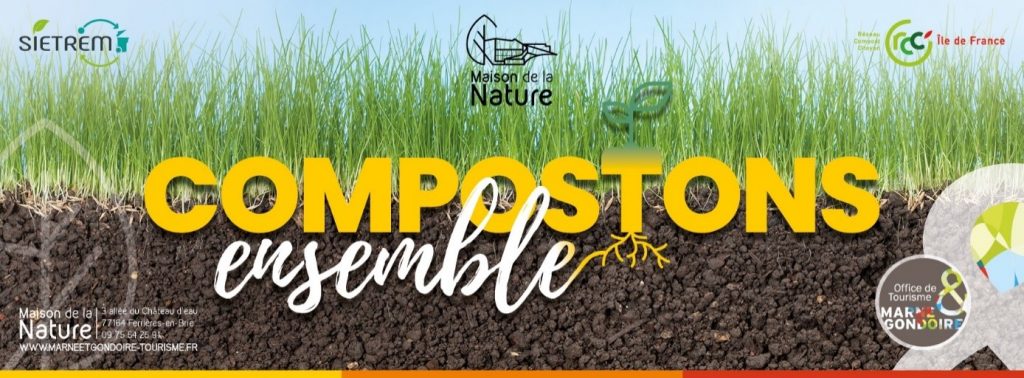 Visuel officiel de l'opération "Compostons Ensemble" à la Maison de la Nature de Ferrières en Brie.